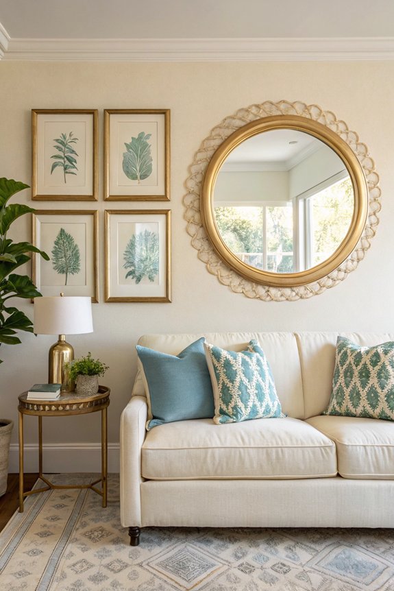 small mirrored accents enhance