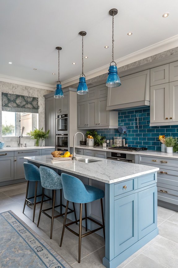 sophisticated blue gray kitchen design
