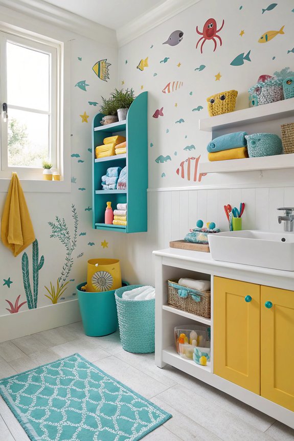 stylish kids bathroom storage