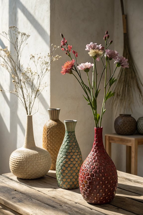 textured vases enhance decor
