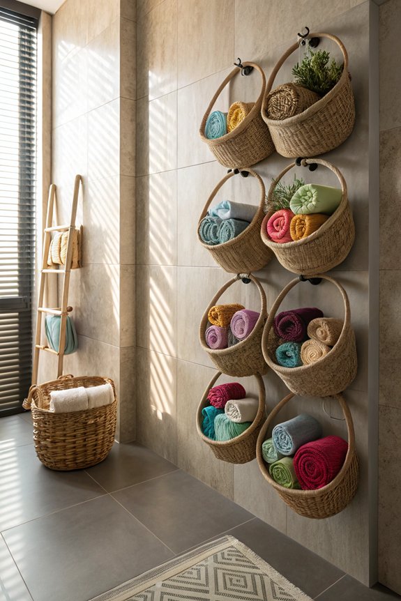vertical storage with baskets
