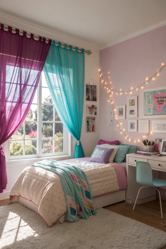 vibrant curtains enhance windows