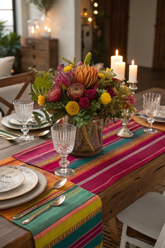 vibrant table runner decor
