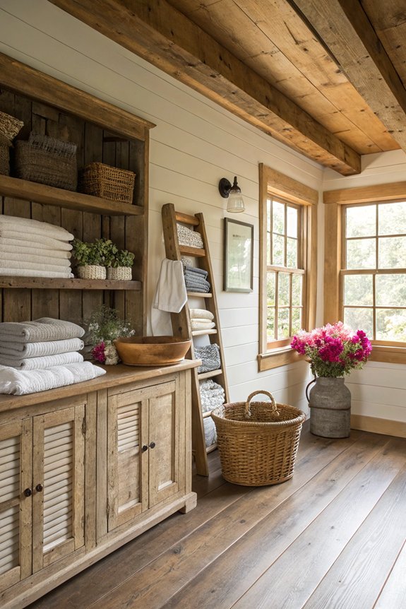 wooden accents enhance warmth
