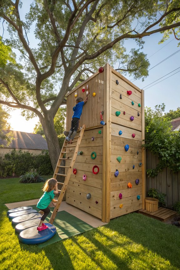 backyard climbing wall setup
