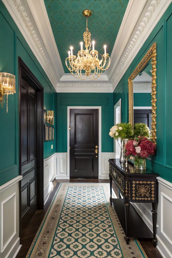 bold colors enhance entryway