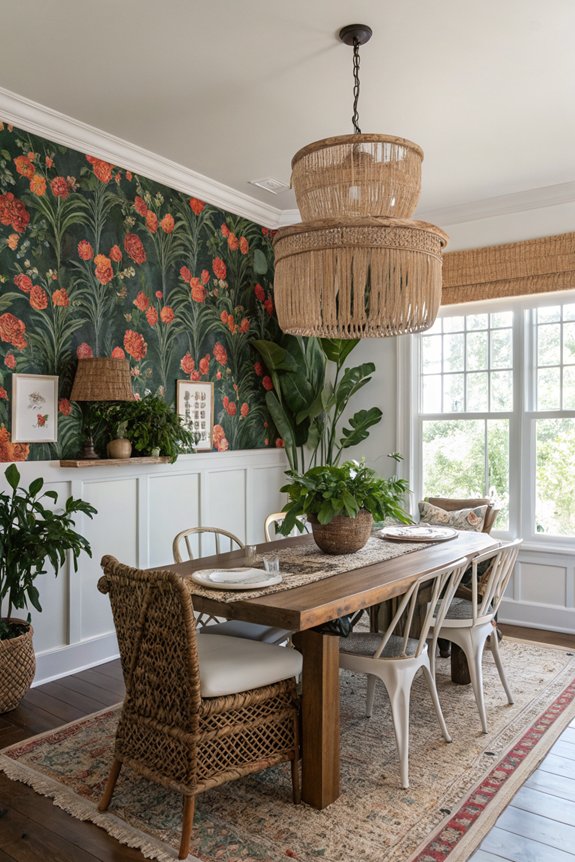 bold wallpaper for dining