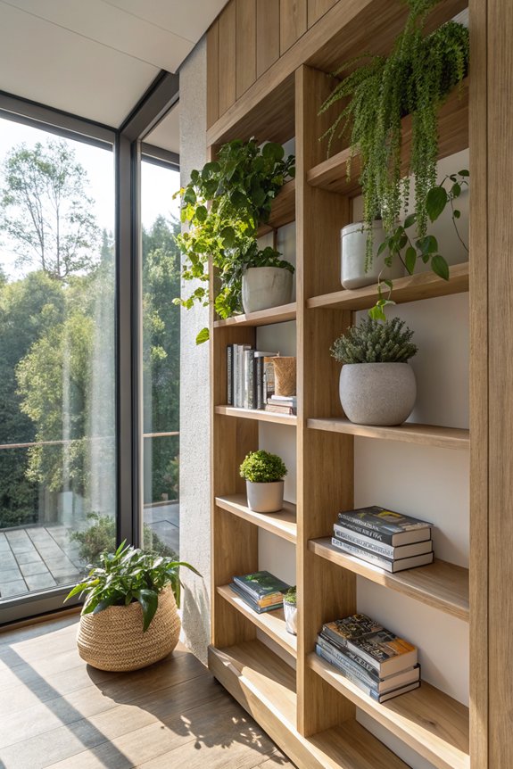 bookshelf enhancement with plants
