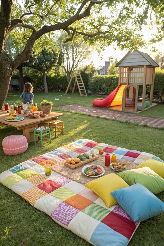 cozy backyard picnic setup