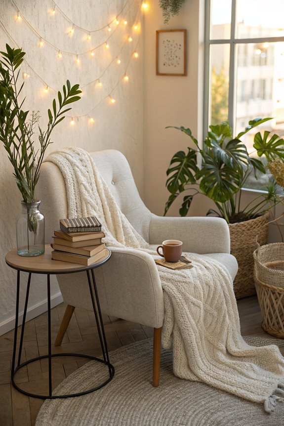 cozy chair warm lighting