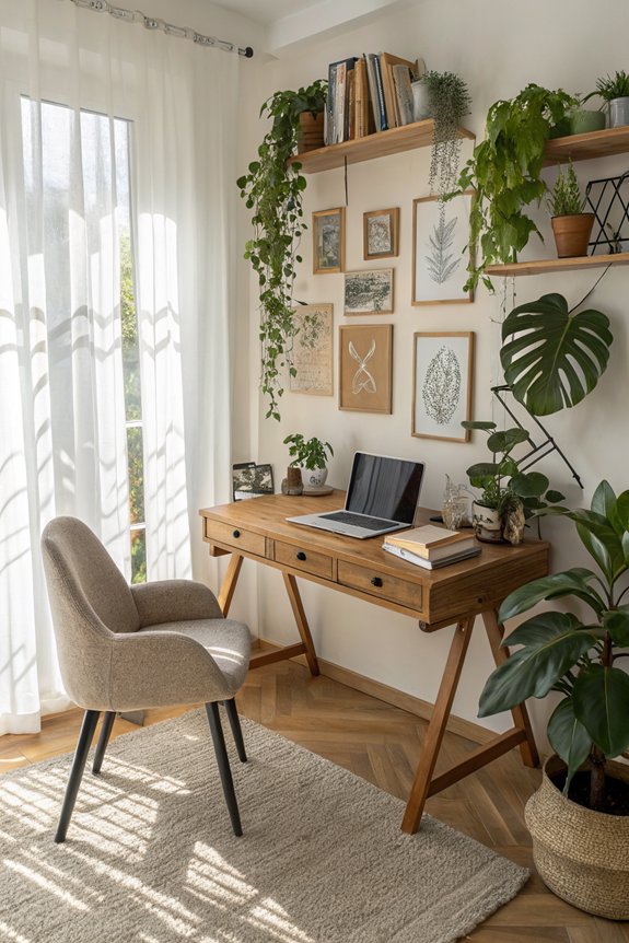 cozy office with plants