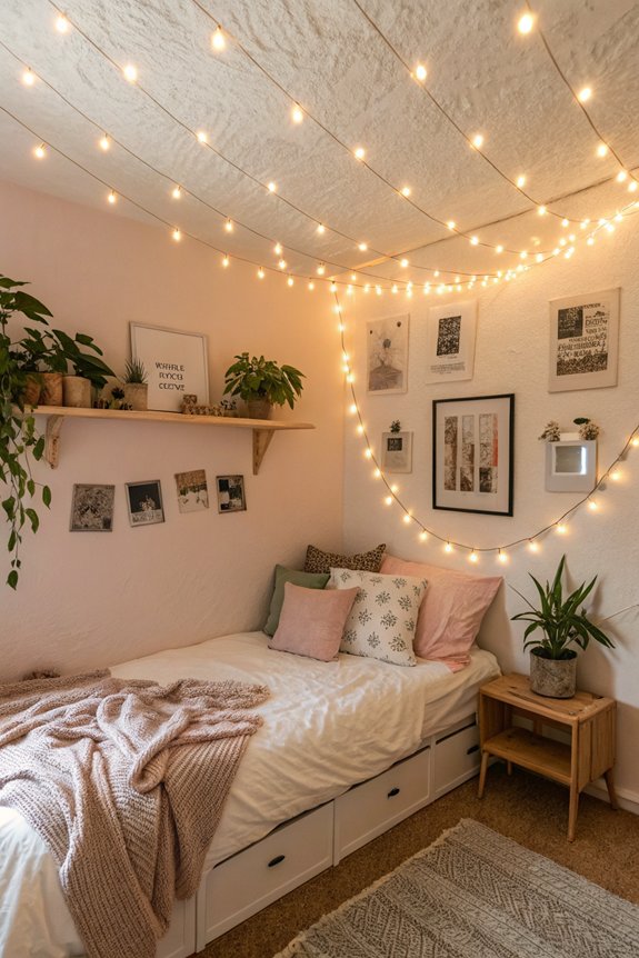 cozy string light decor