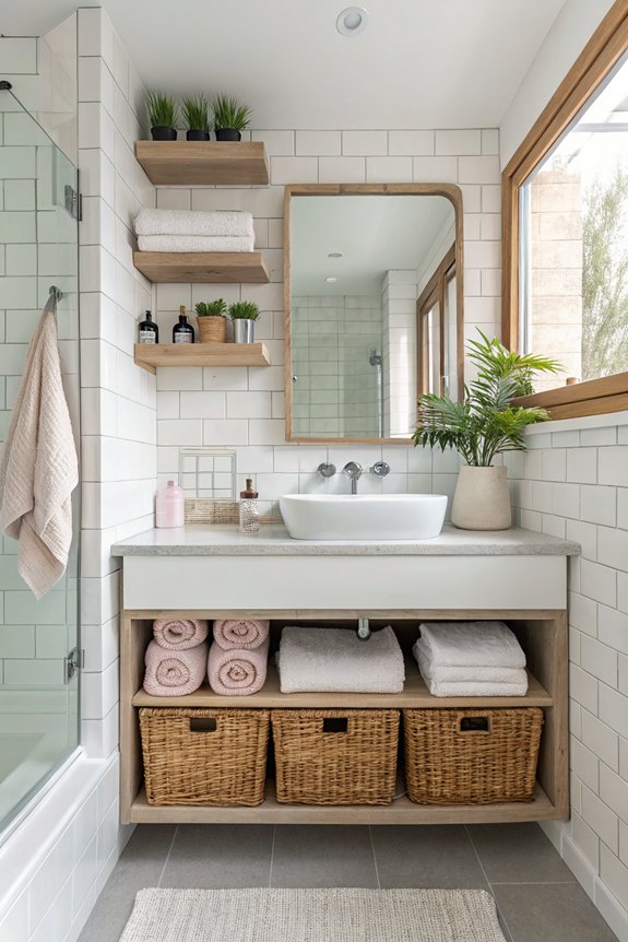 efficient bathroom storage baskets