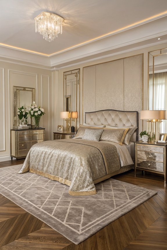 glamorous metallic bedroom accents