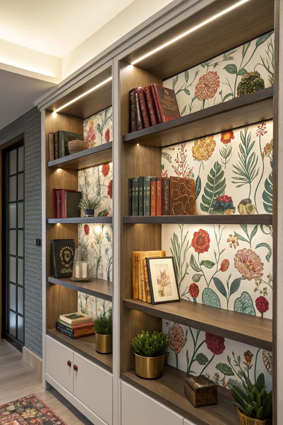 lining shelves with fabric