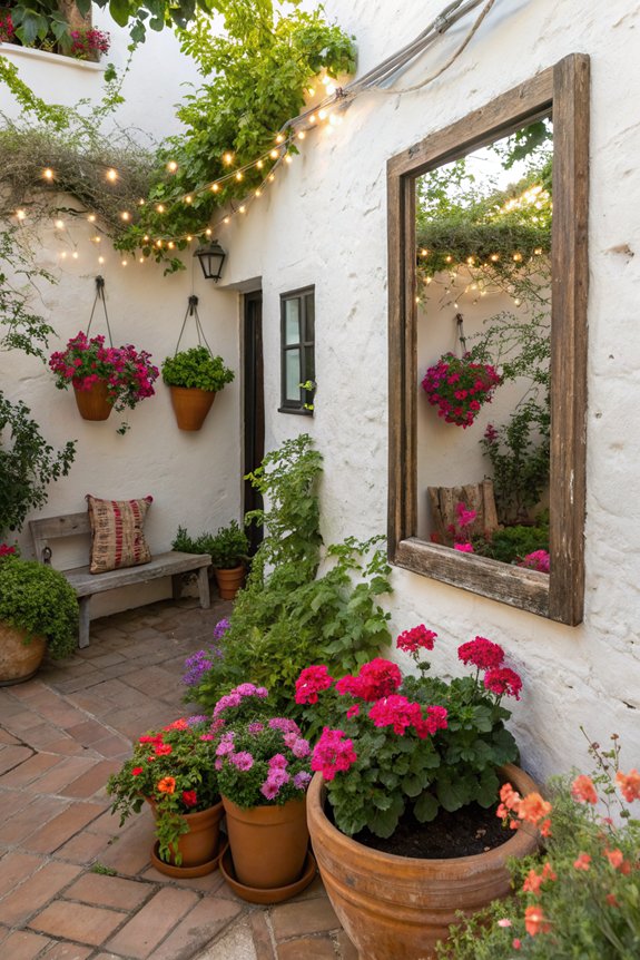 mirrors enhance courtyard space