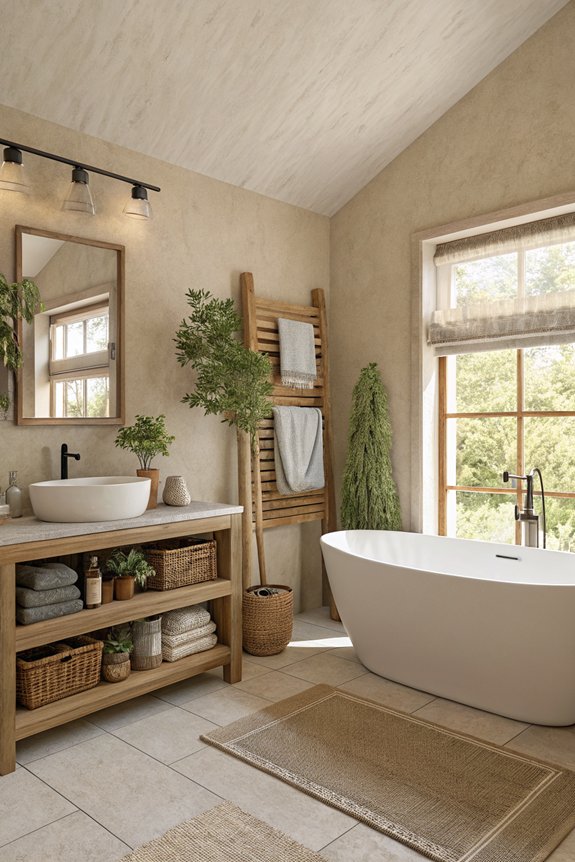 natural wood bathroom accents