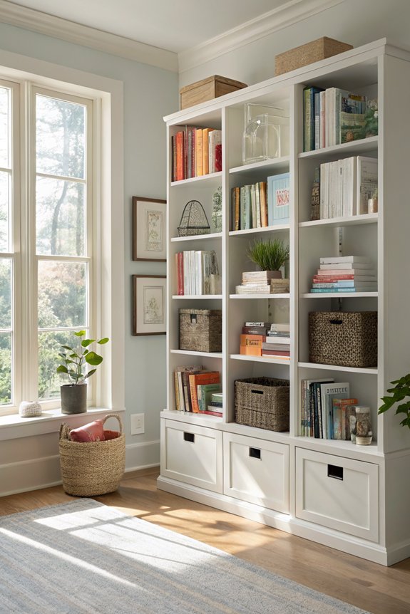 organized storage with clear boxes