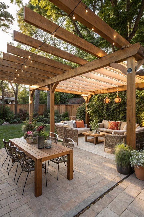 pergola enhances outdoor dining