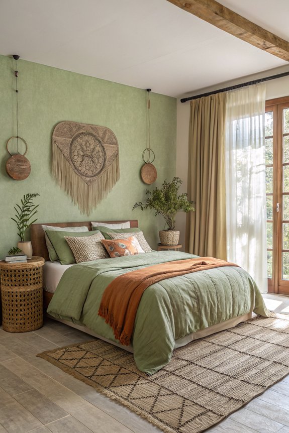 sage green and earthy tones