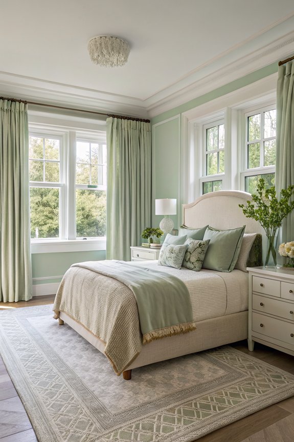 sage green and white contrast