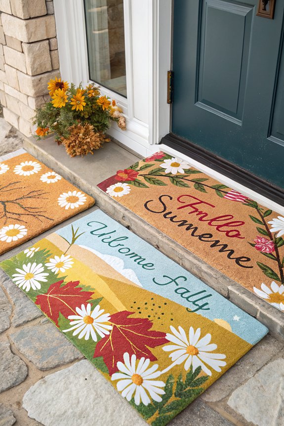 seasonal door mat features