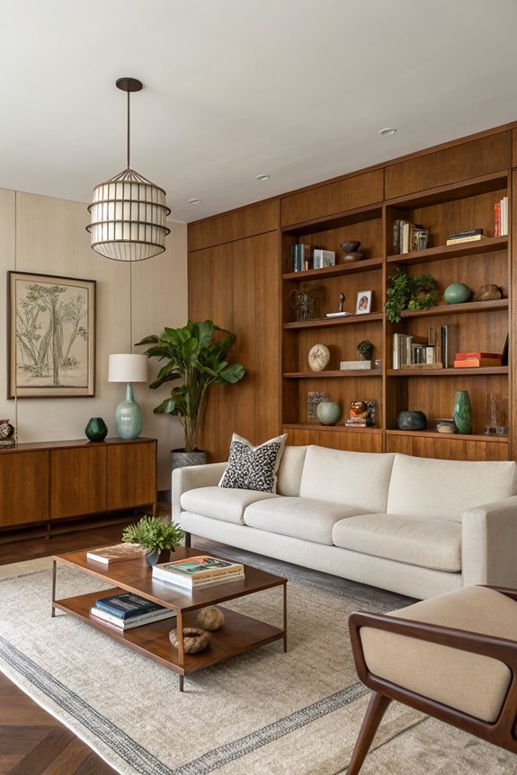 stylish built in shelving integration