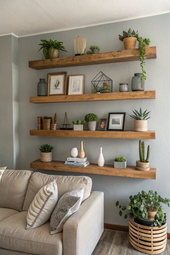 stylish functional floating shelves