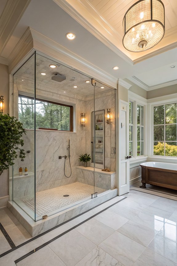 stylish walk in shower features