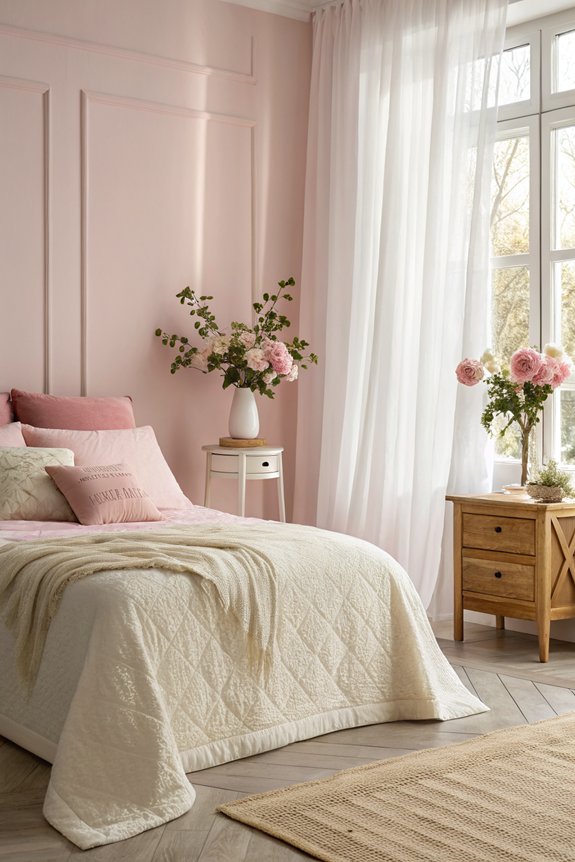 subtle pink bedroom accents