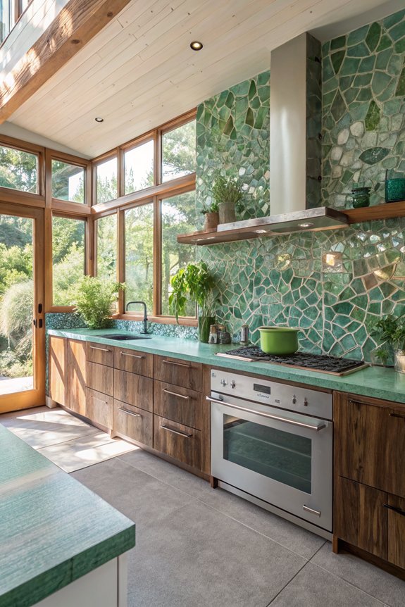 sustainable glass backsplash installation