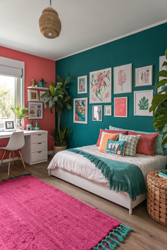 vibrant bedroom with bold colors