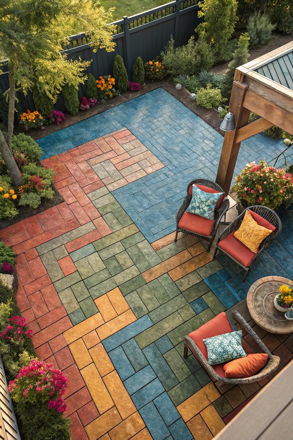 vibrant colorful paver patios