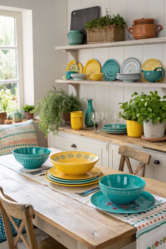 vibrant dishware for coziness