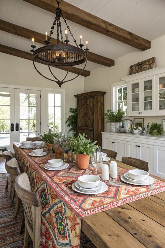 vibrant pattern mixing dining