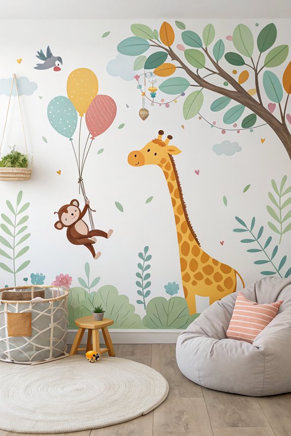 whimsical animal room murals