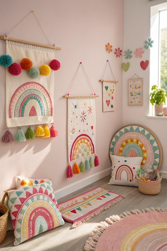 whimsical fabric wall decor