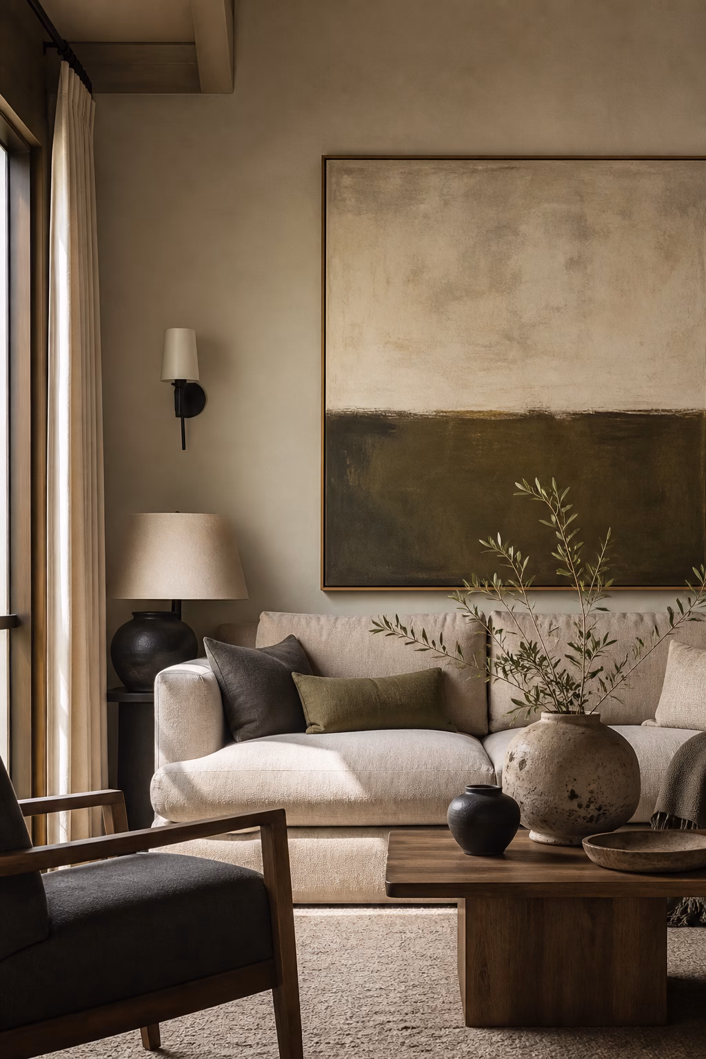 Subtle wall molding adding architecture to a chic sitting room