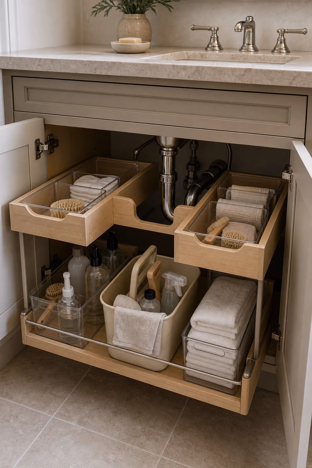organized bathroom storage solution