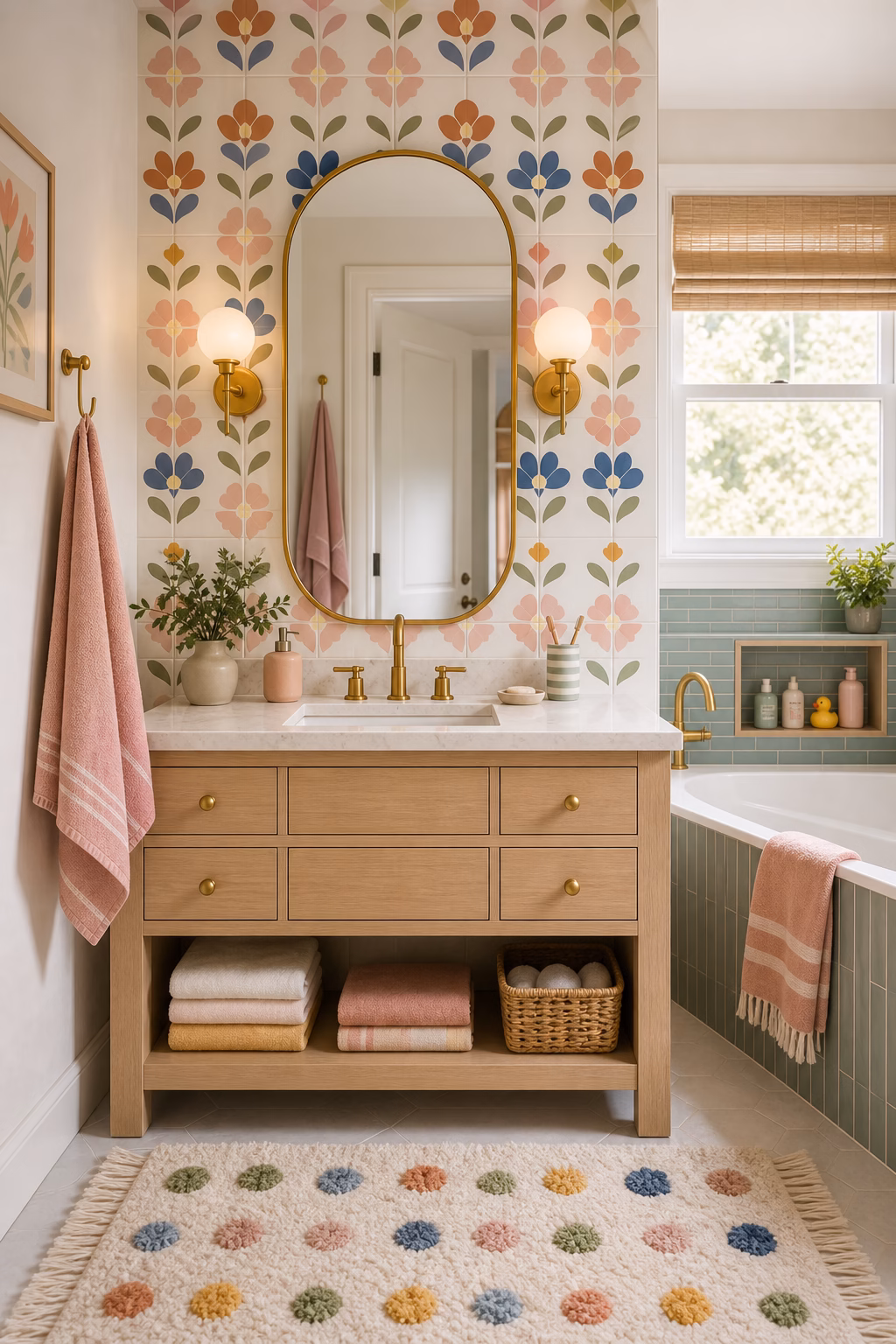 start with a cheerful tile moment shown in a polished kids bathroom with realistic materials and natural light.