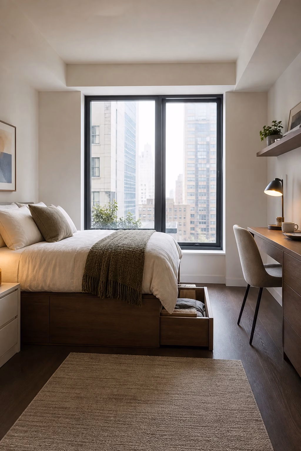elevated bed with workspace