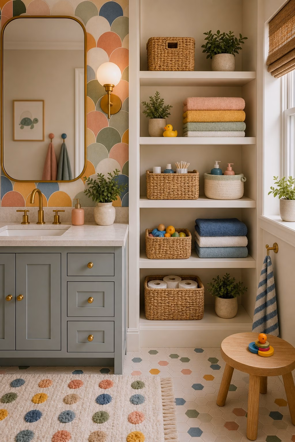 Bathroom remodel idea: add a pocket door where swing space is wasted in a realistic modern bathroom.