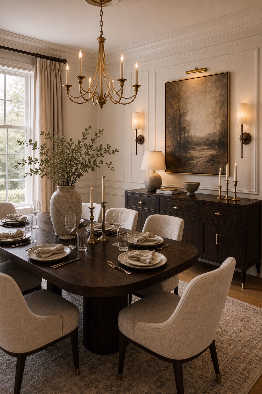 mix metals with intention shown in a polished luxury dining room with realistic materials and natural light.