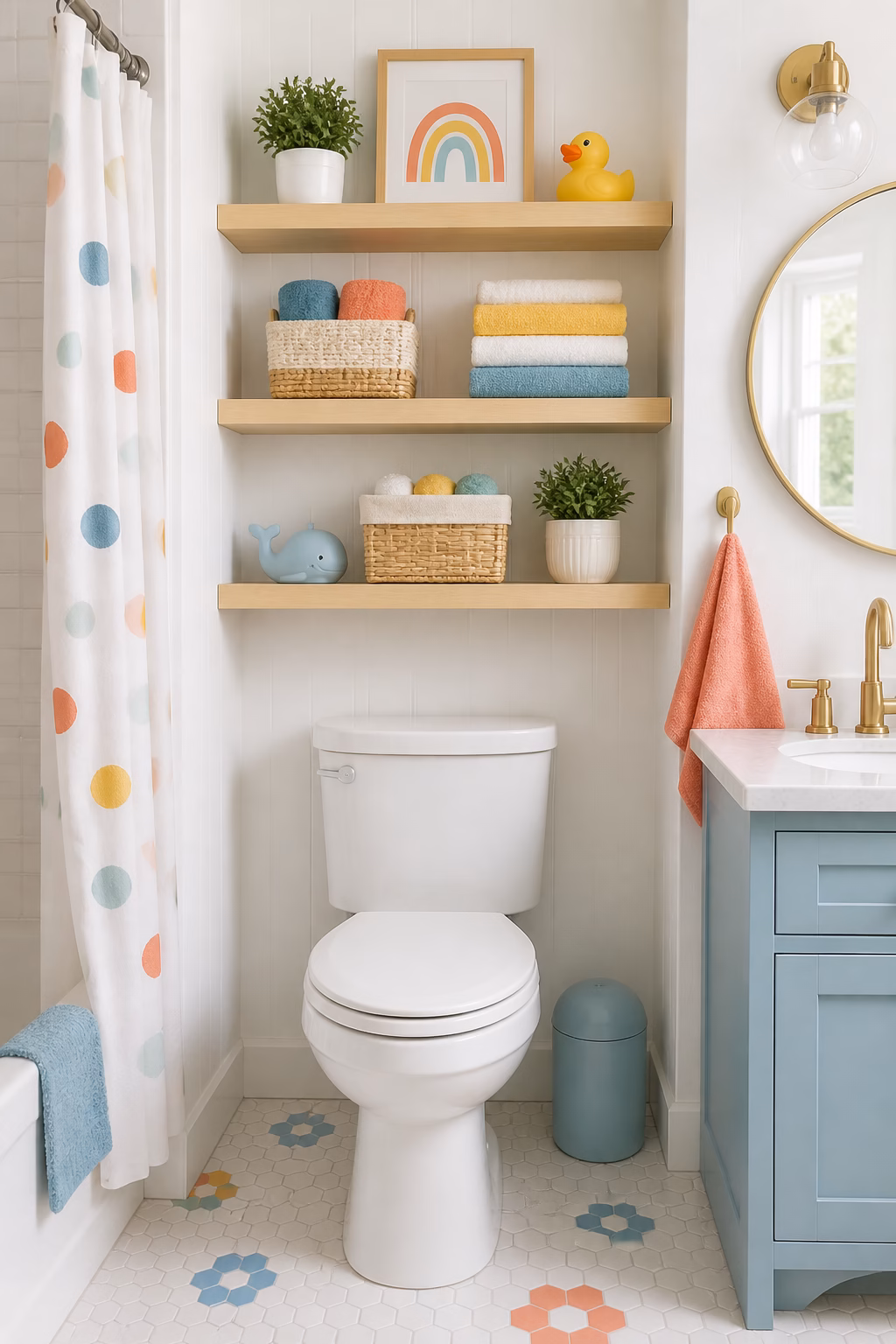 Use Wall Shelves Above the Toilet