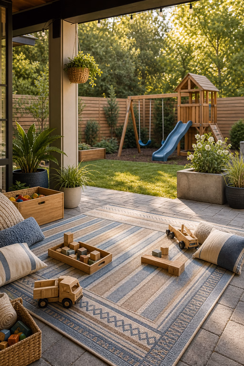 Use Outdoor Rugs to Define Play