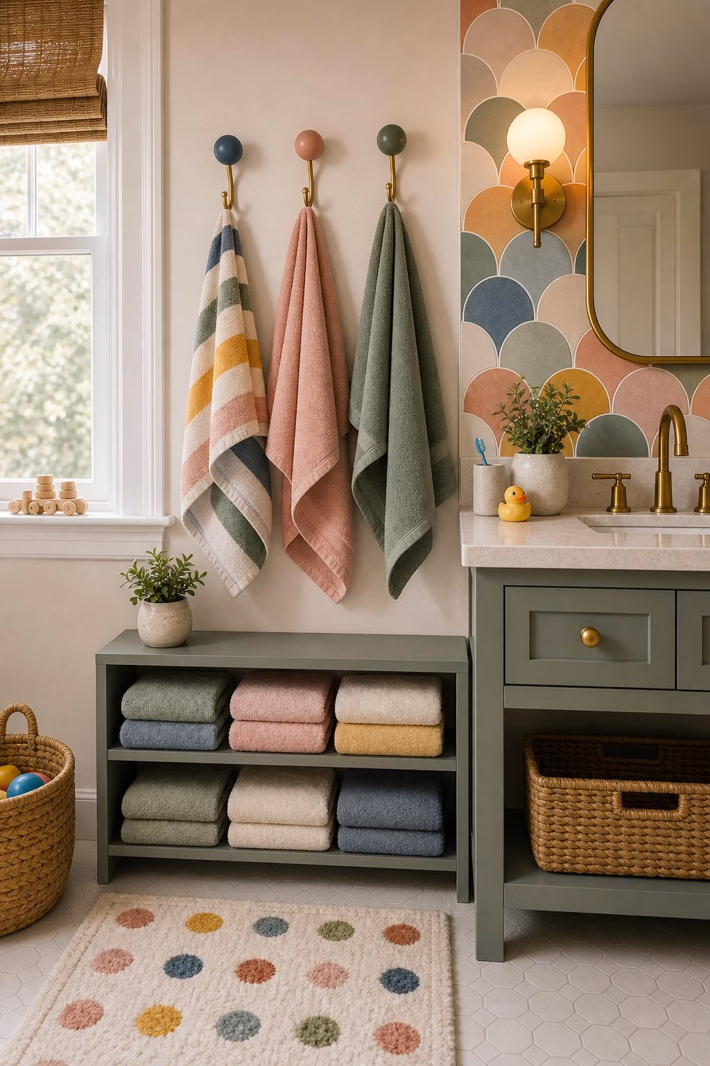 Bathroom remodel idea: add under-vanity night lighting in a realistic modern bathroom.