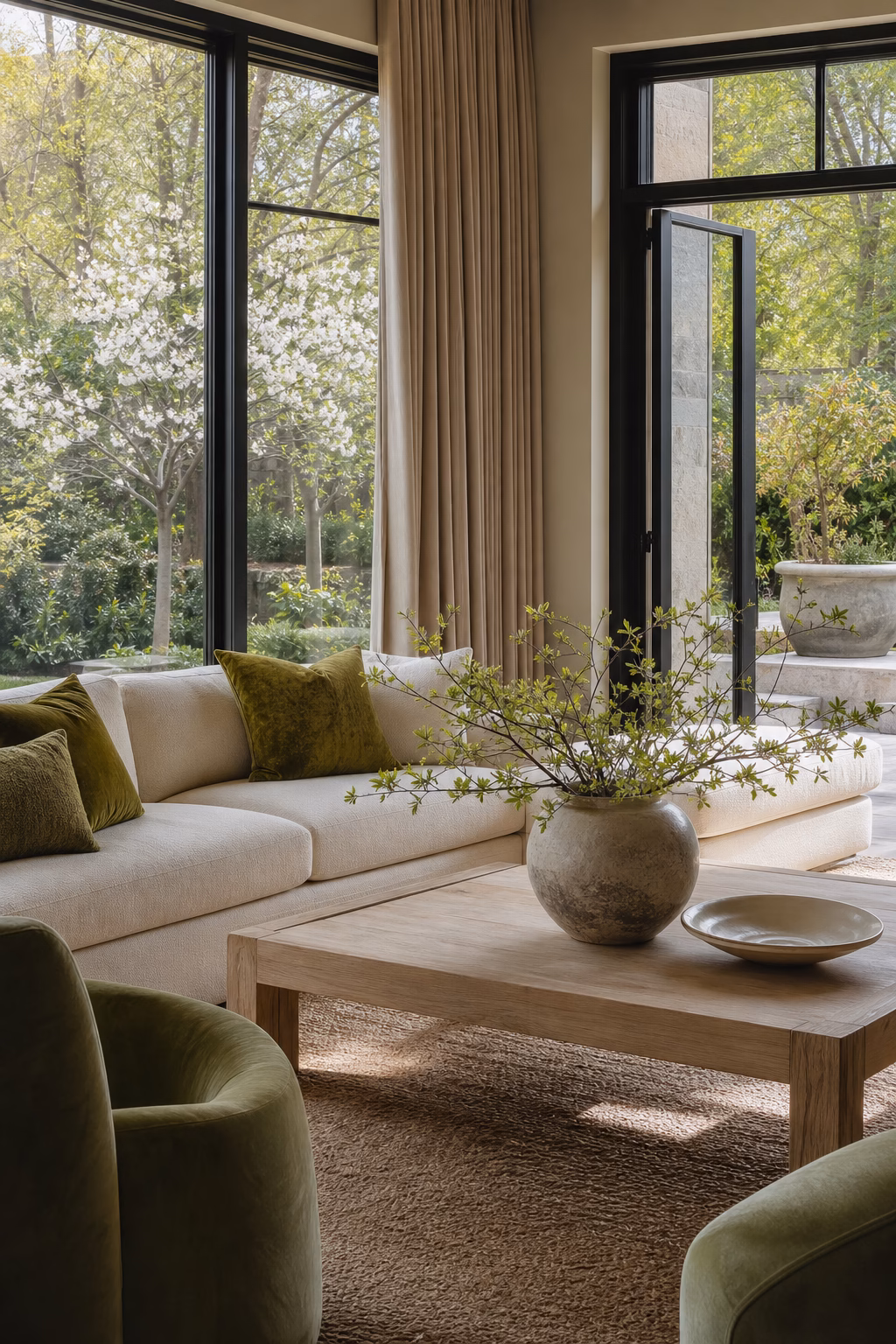 Interior spring palette influenced by the garden view outside