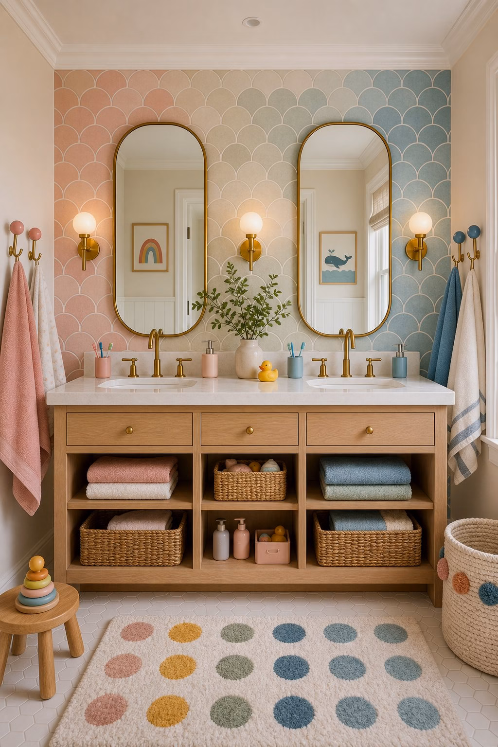 Bathroom remodel idea: use waterproof wall panels in hardworking zones in a realistic modern bathroom.