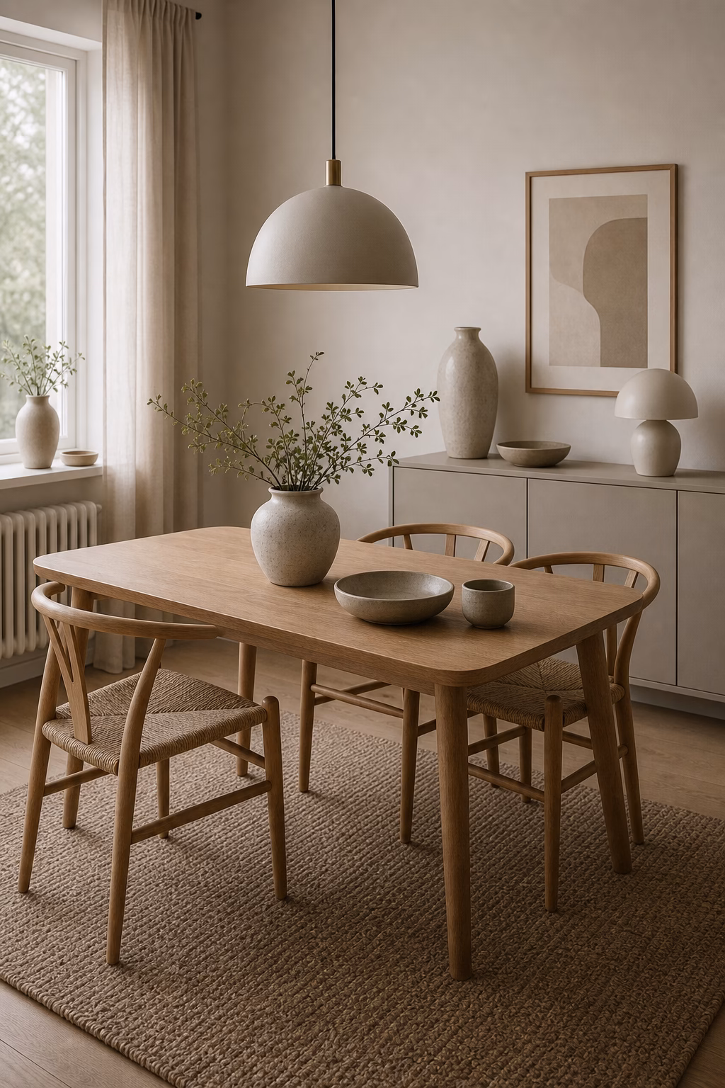 choose matte finishes over gloss shown in a polished Scandinavian dining room with realistic materials and natural light.