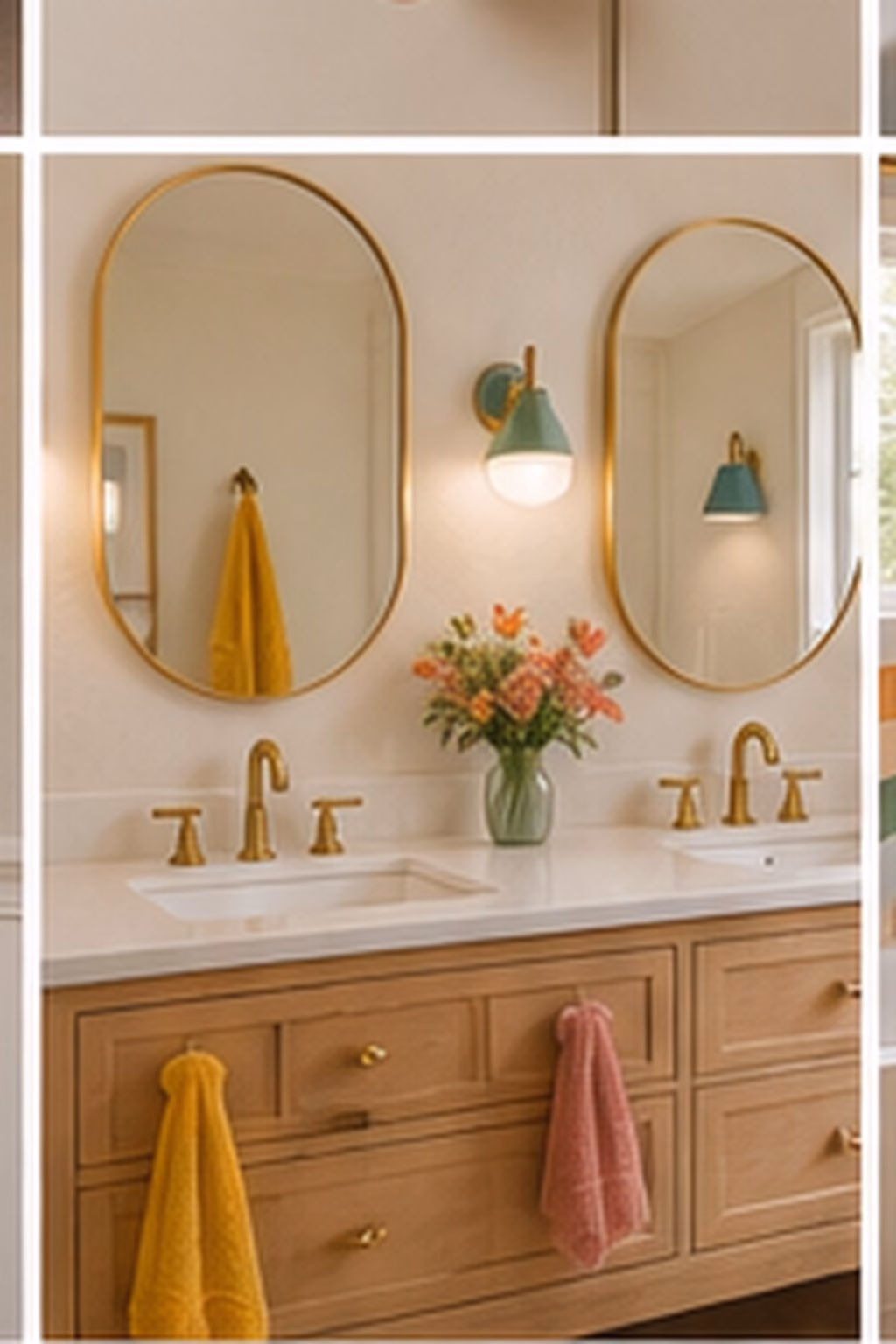 Bathroom remodel idea: hide outlets in useful places in a realistic modern bathroom.